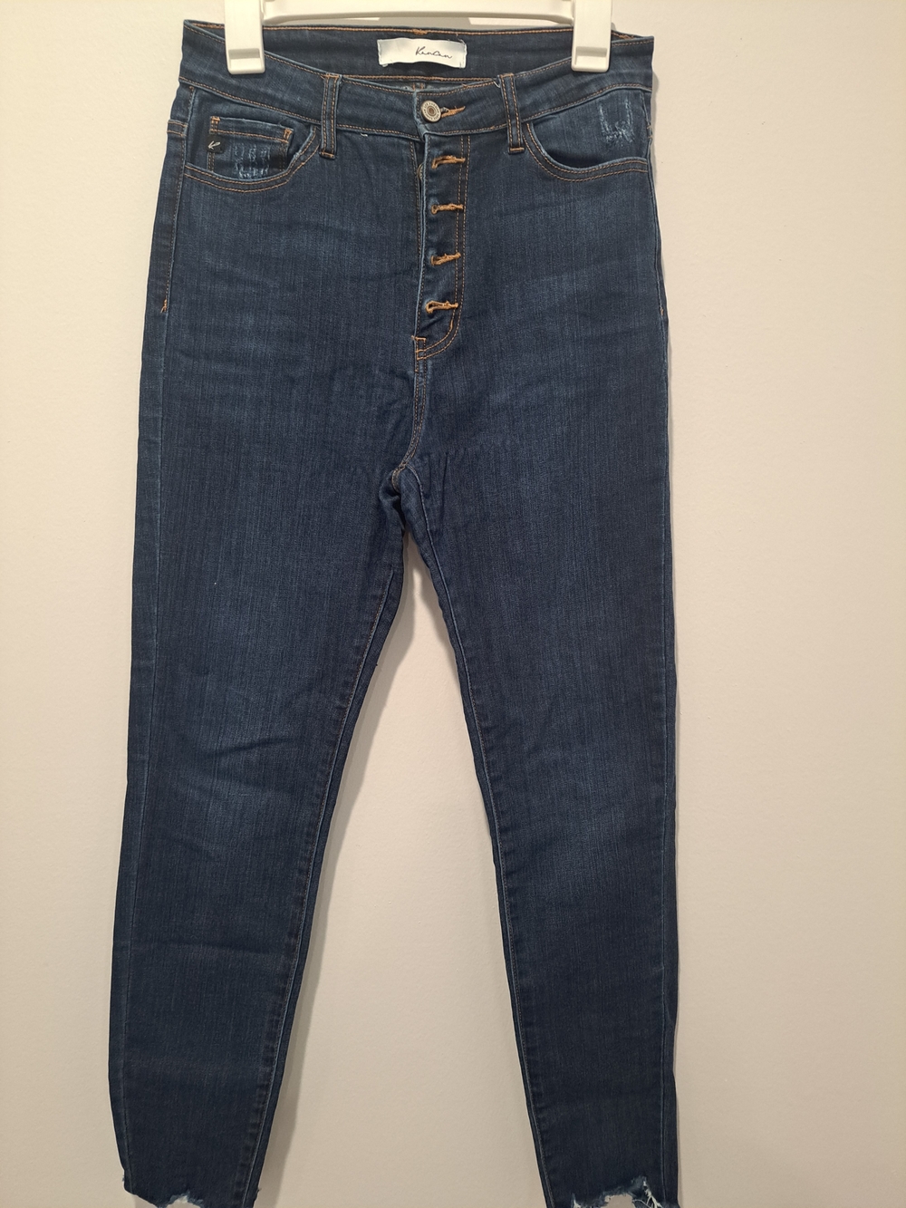 KanCan High-Rise Button-Fly Slim Jeans in Dark Indigo